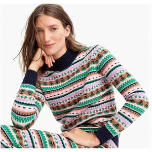 J Crew Sweater Fair Isle Nordic Wool Blend Women's Large Crewneck Pullover